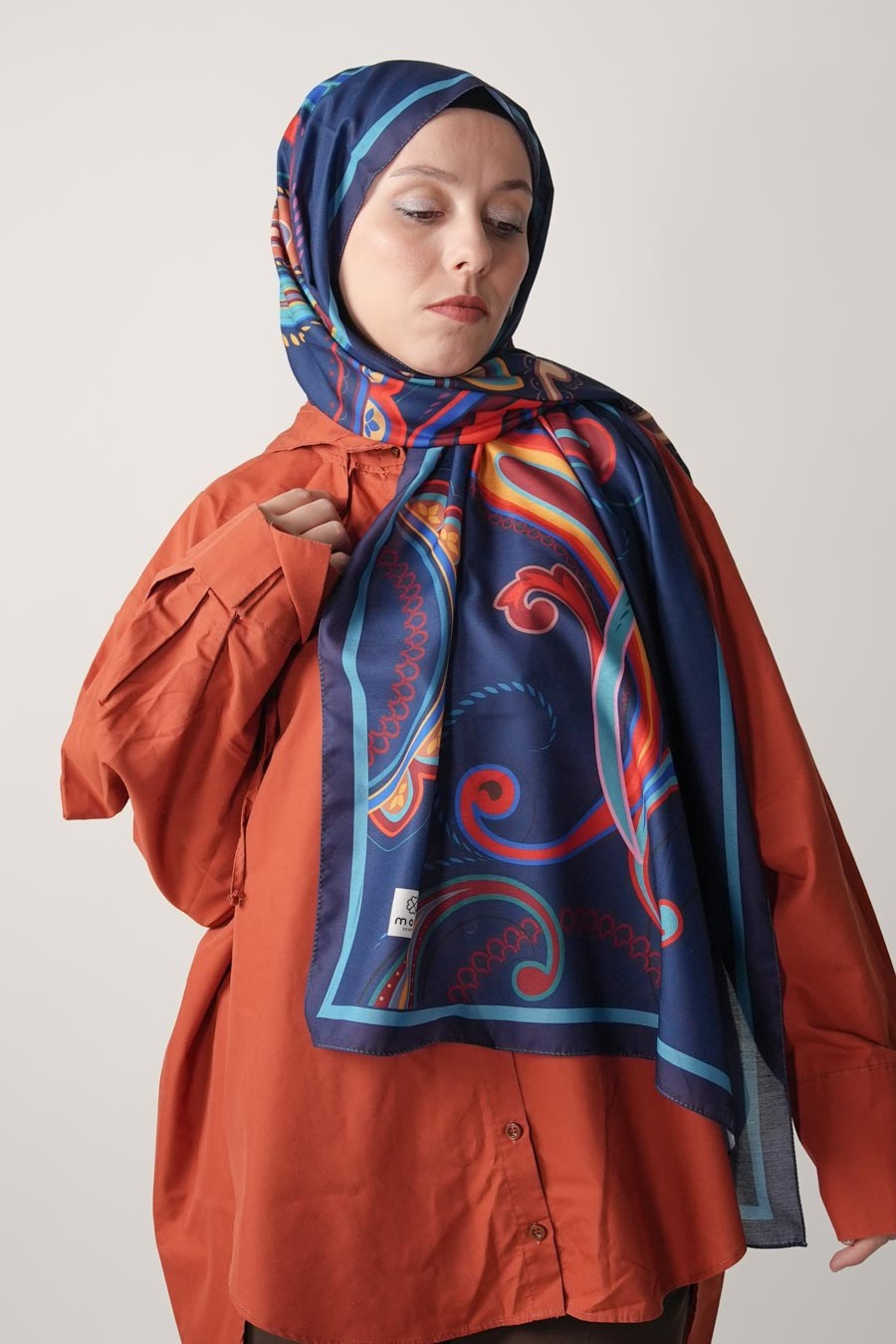 Paisley Desen Soft Şal Lacivert