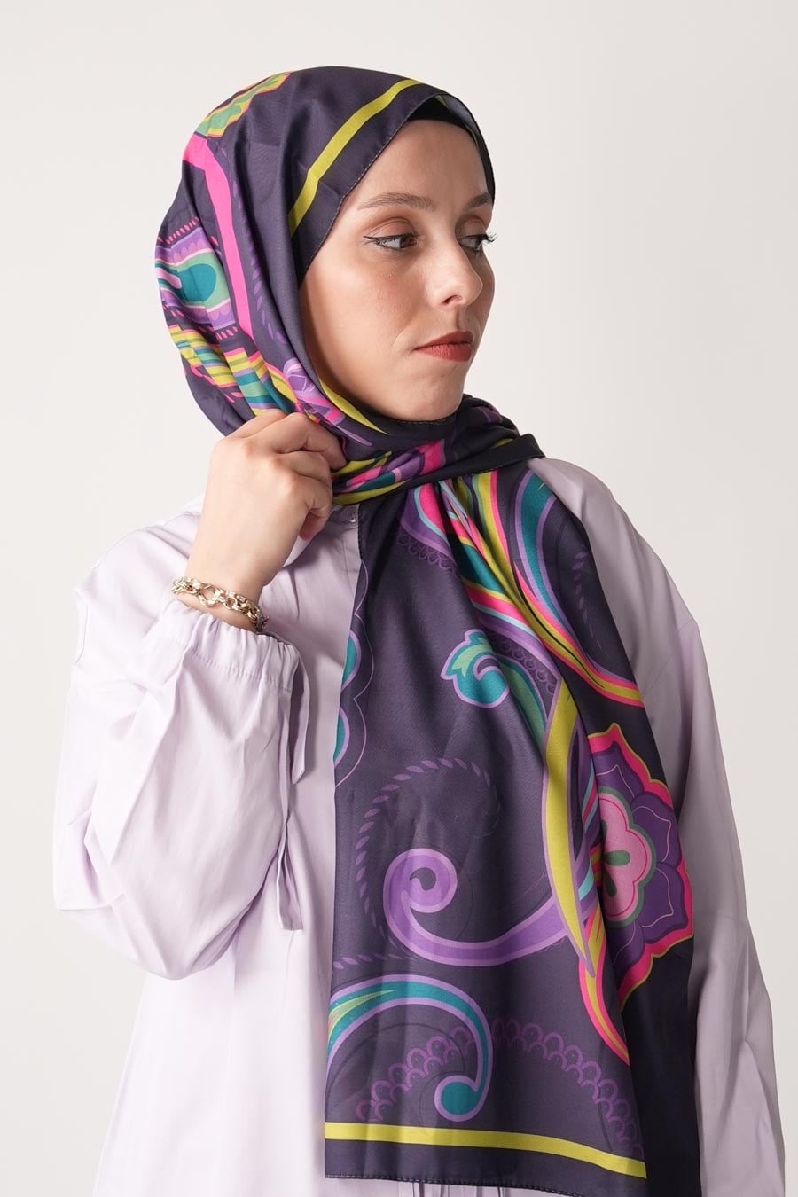 Paisley Desen Soft Şal Mor