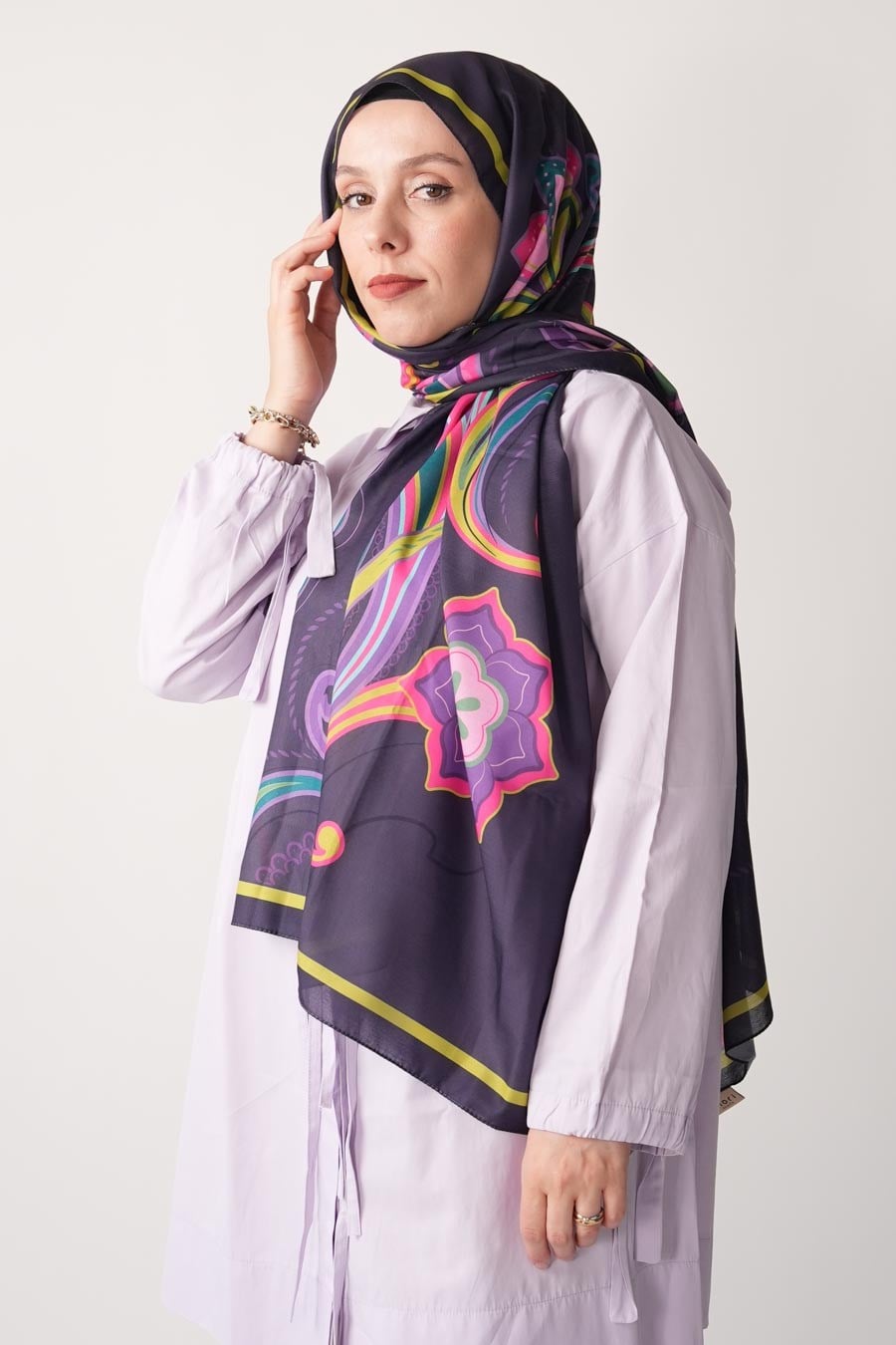 Paisley Desen Soft Şal Mor