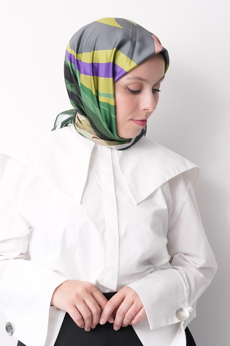 Pastel Drift Desen İpeksi Rayon Eşarp Yeşil