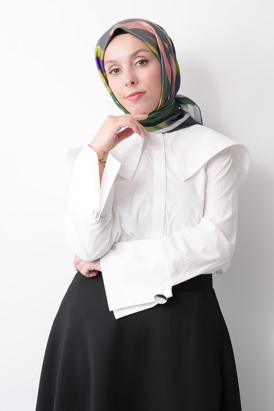 Pastel Drift Desen İpeksi Rayon Eşarp Yeşil