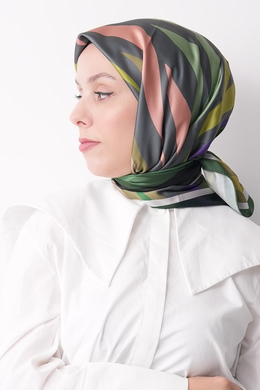 Pastel Drift Desen İpeksi Rayon Eşarp Yeşil