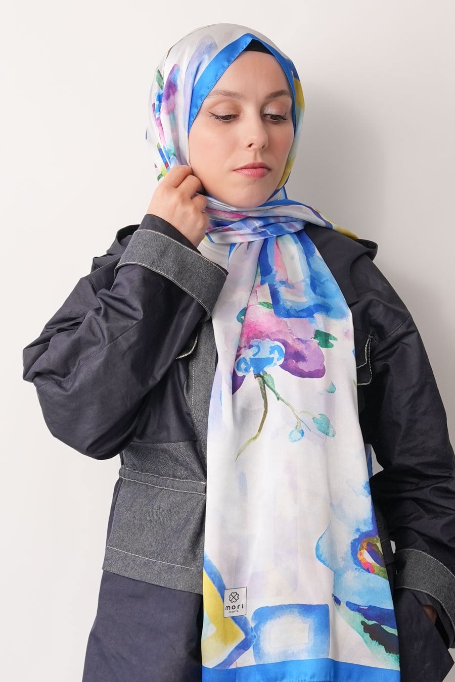 Pia Garden Desen Hint Vual Şal Ocean Blue
