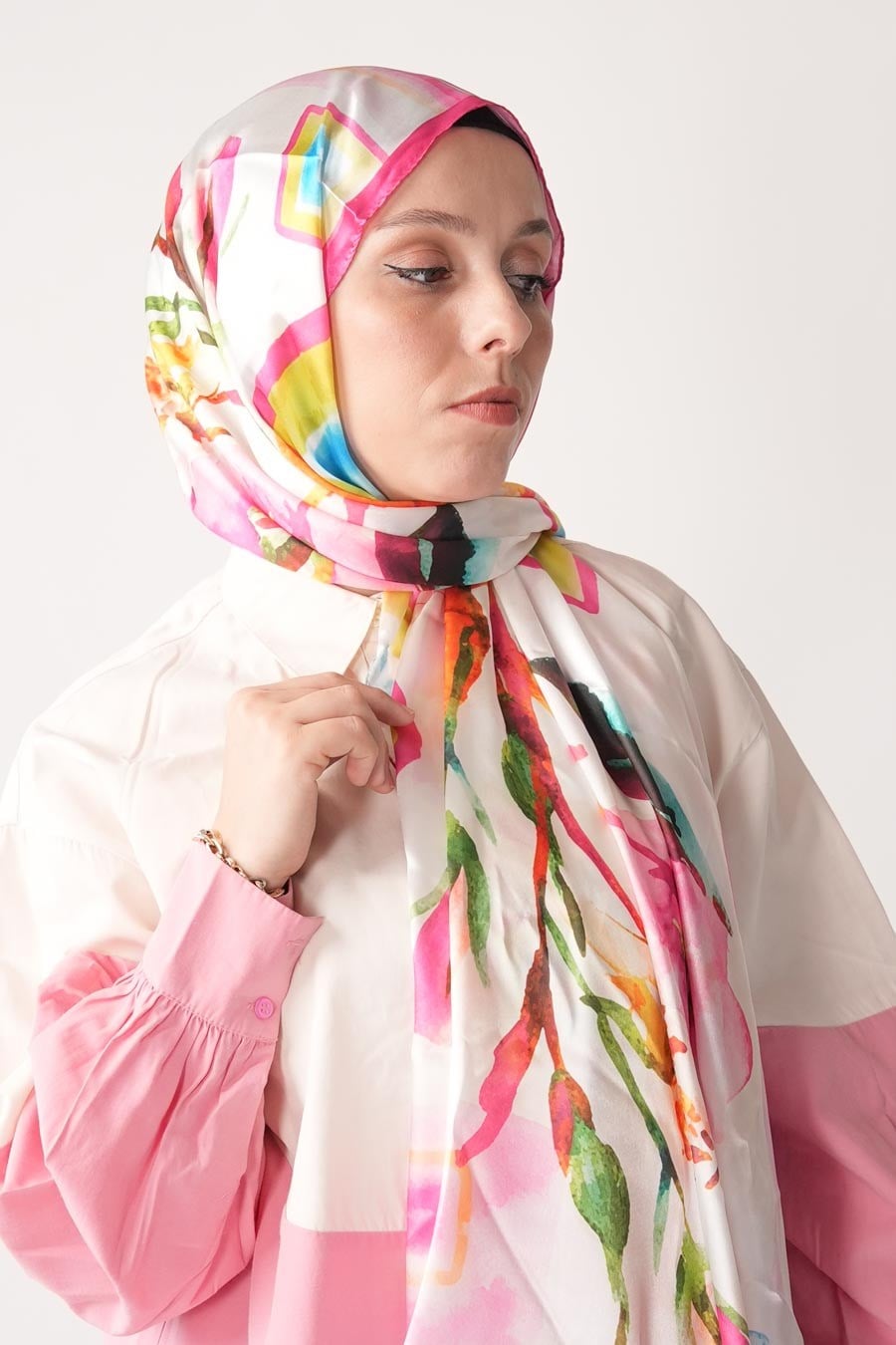 Pia Garden Desen Hint Vual Şal Pembe