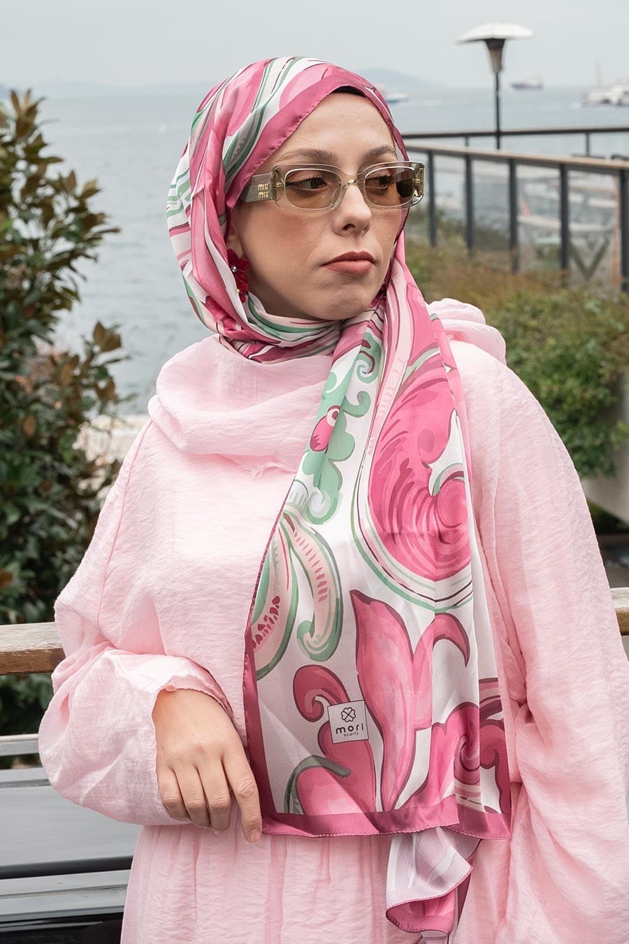 Portiere Desen Hint Vual Şal Pembe