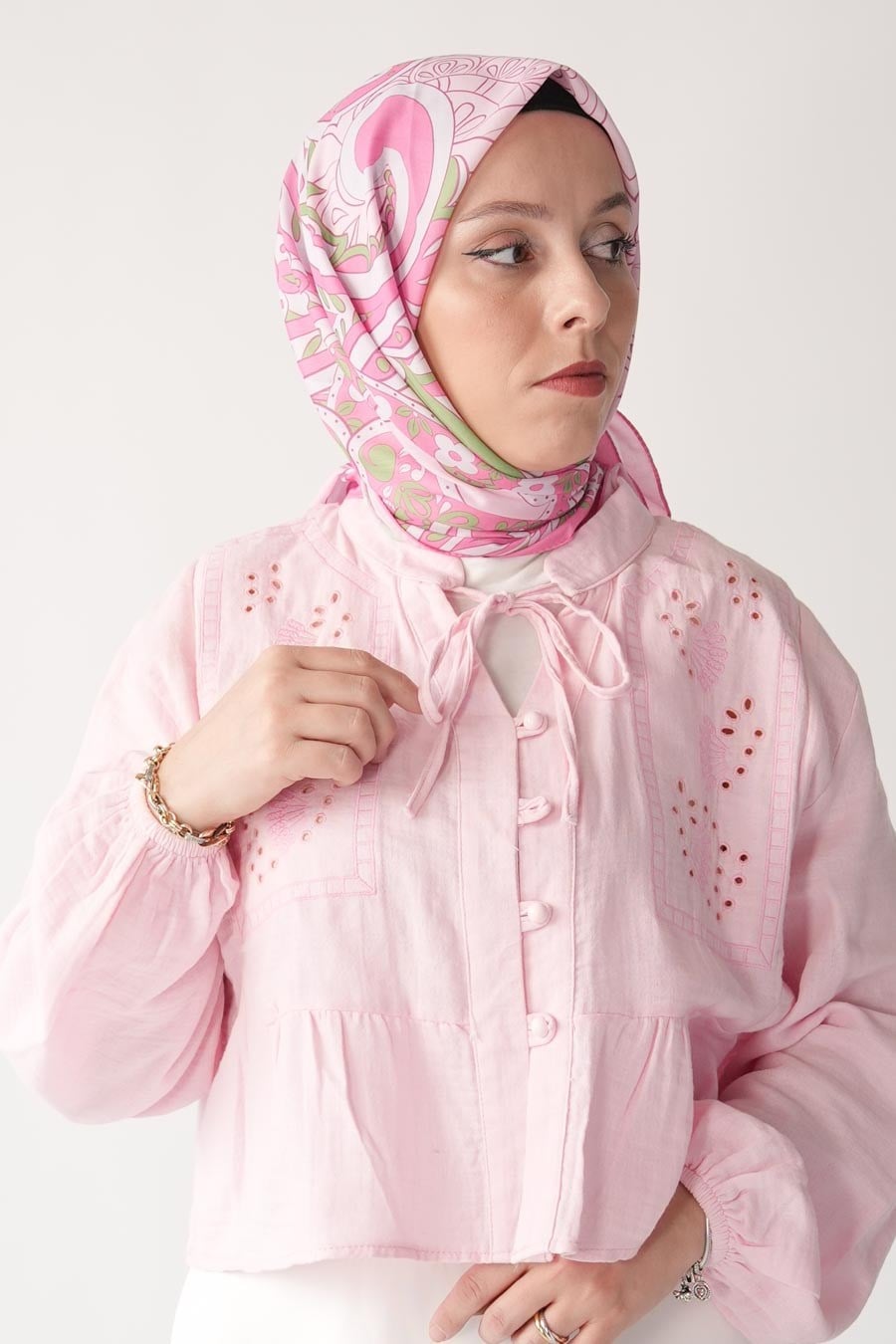 Saffron Soul Desen Soft Eşarp Pembe
