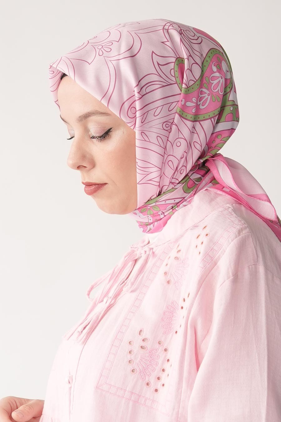 Saffron Soul Desen Soft Eşarp Pembe