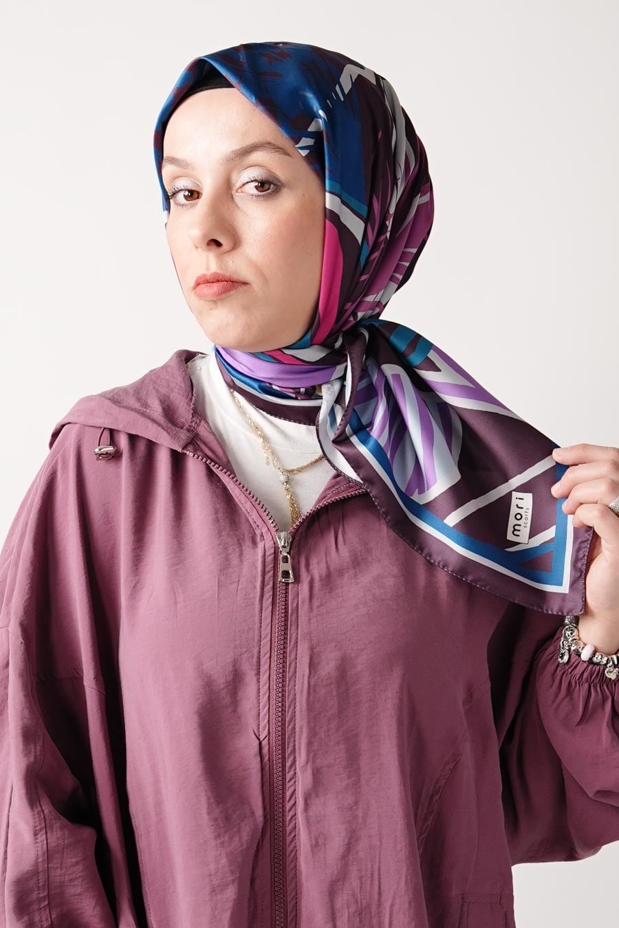 Secret Desen İpeksi Rayon Eşarp Mavi