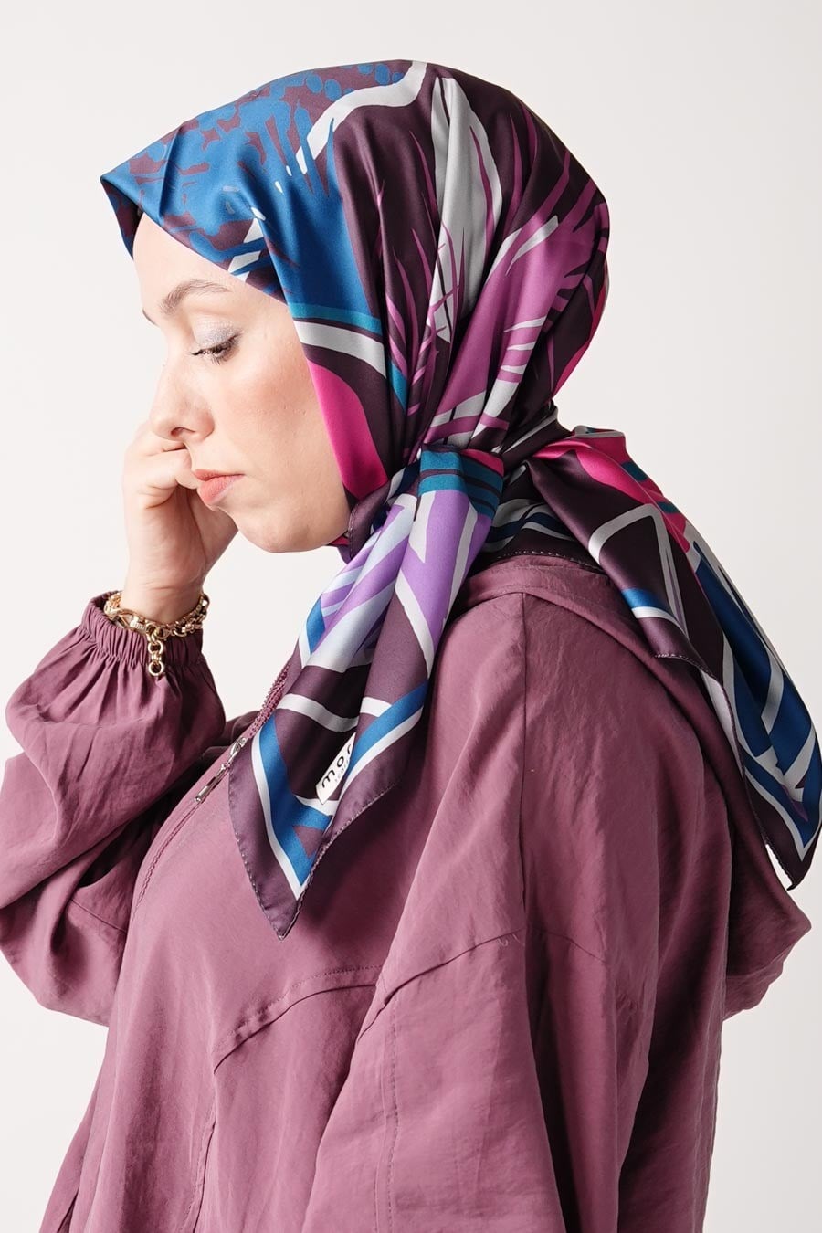 Secret Desen İpeksi Rayon Eşarp Mavi