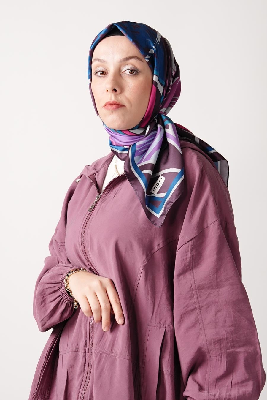 Secret Desen İpeksi Rayon Eşarp Mavi