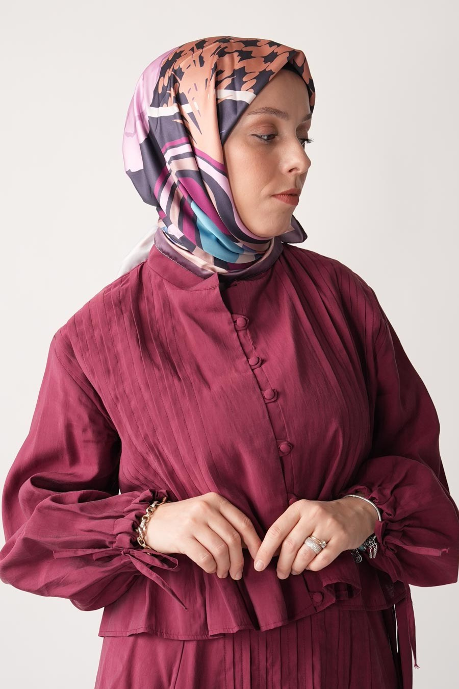 Secret Desen İpeksi Rayon Eşarp Mor