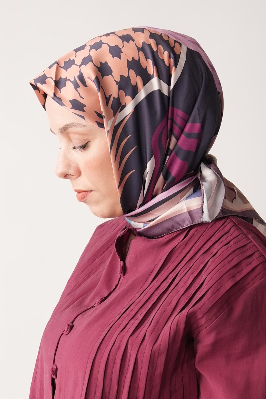 Secret Desen İpeksi Rayon Eşarp Mor
