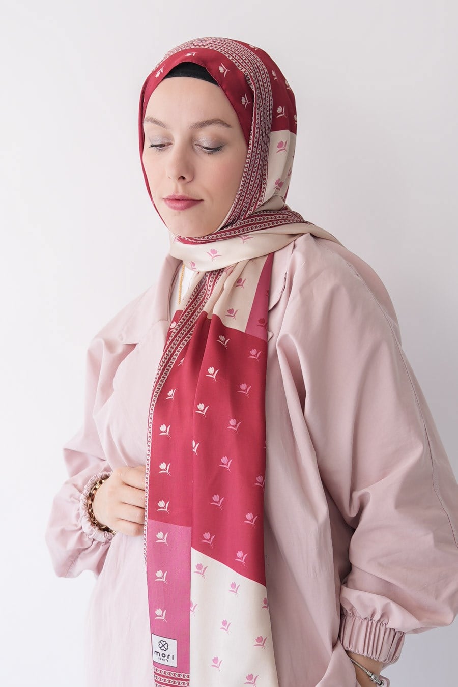 Shaped Desen Hint Vual Şal Pembe