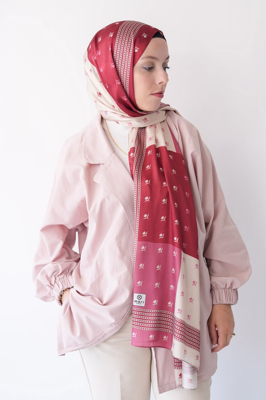 Shaped Desen Hint Vual Şal Pembe