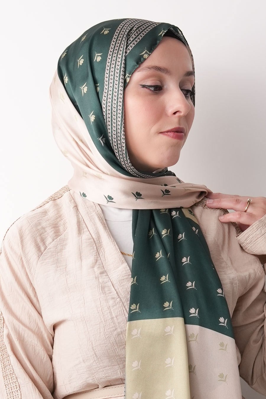 Shaped Desen Hint Vual Şal Yeşil