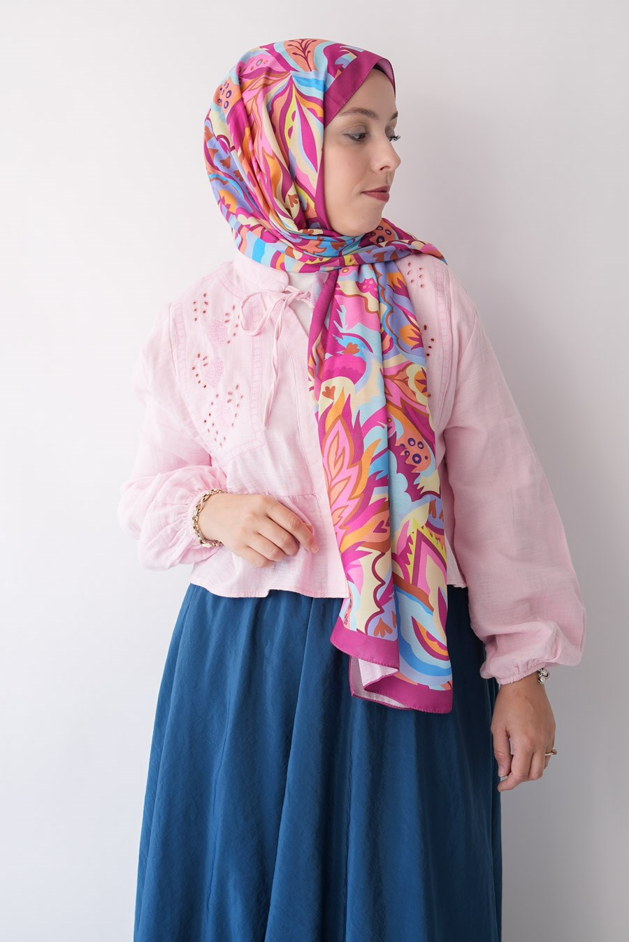 Soft Botaniq Desen Soft Şal Pembe