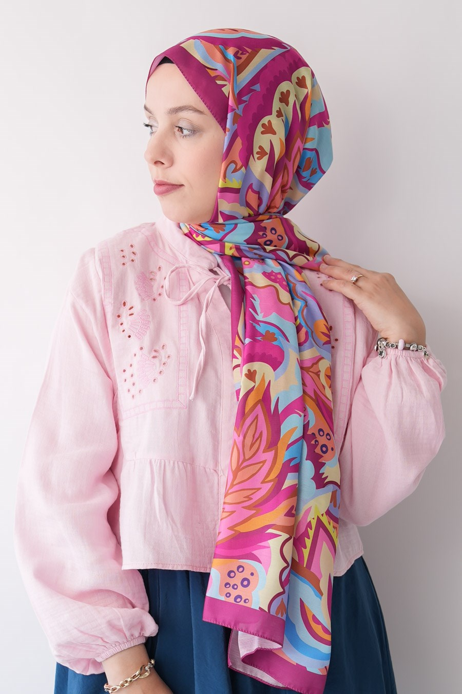 Soft Botaniq Desen Soft Şal Pembe