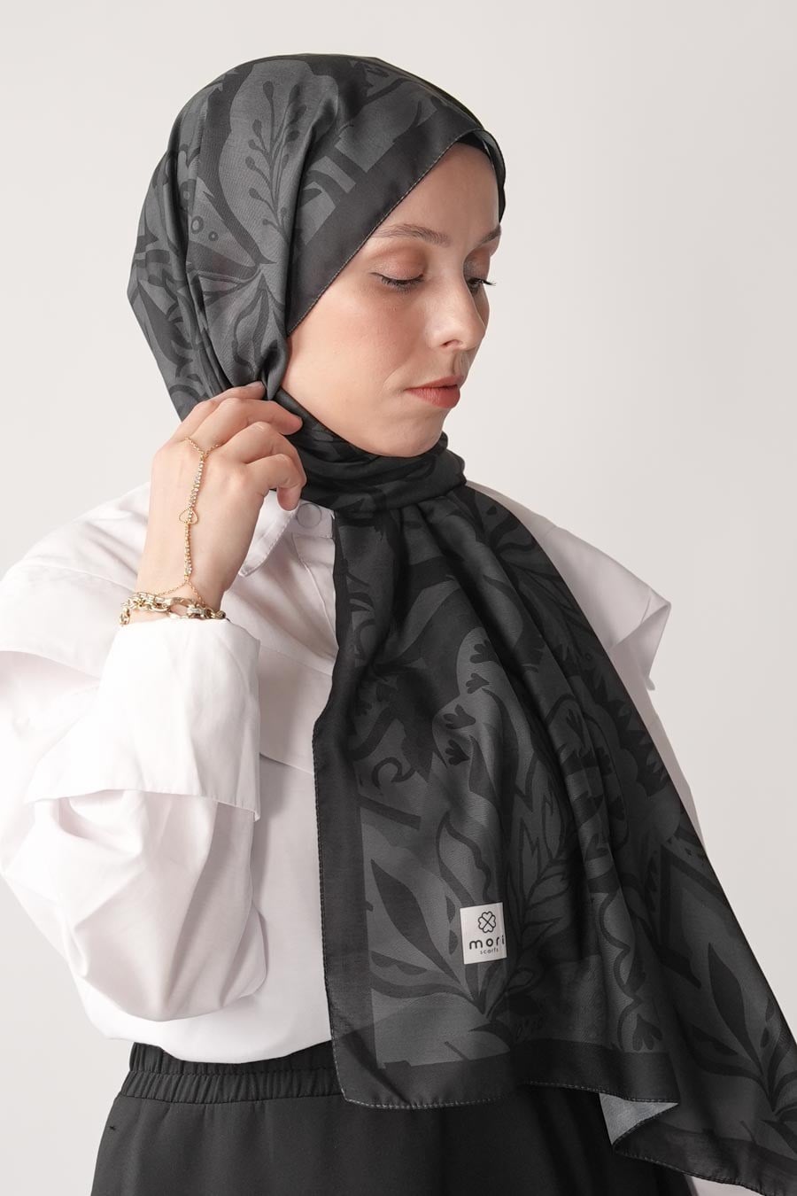 Soft Botaniq Desen Soft Şal Siyah