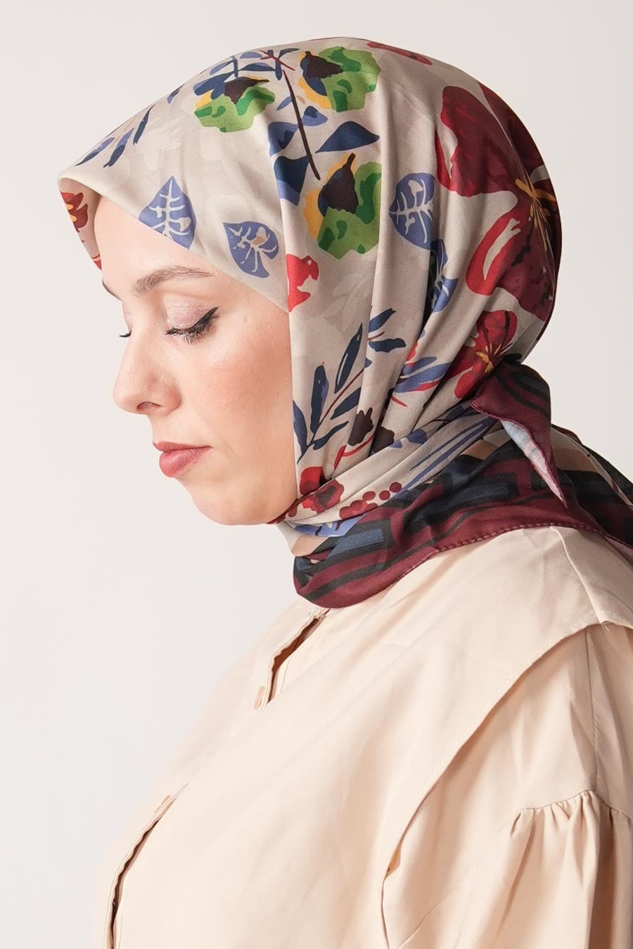Soft Horizon Desen Soft Eşarp Bordo