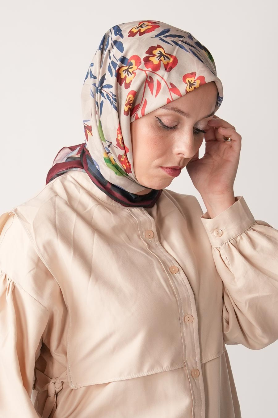 Soft Horizon Desen Soft Eşarp Bordo