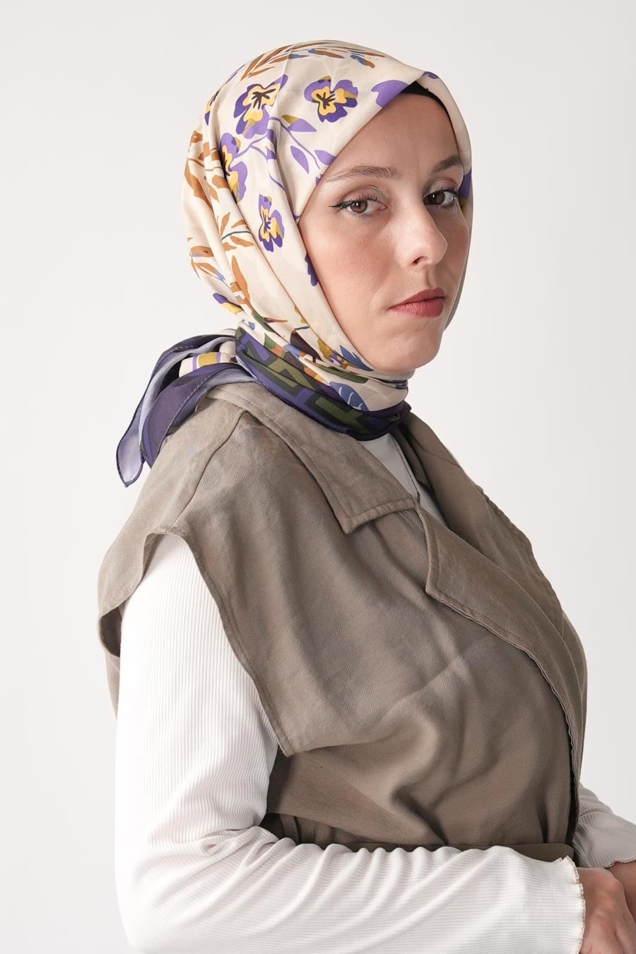 Soft Horizon Desen Soft Eşarp Mor
