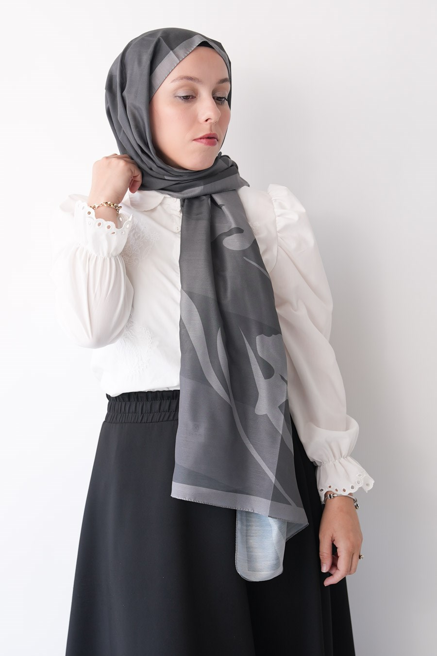 Spring Flood Desen Soft Şal Gri