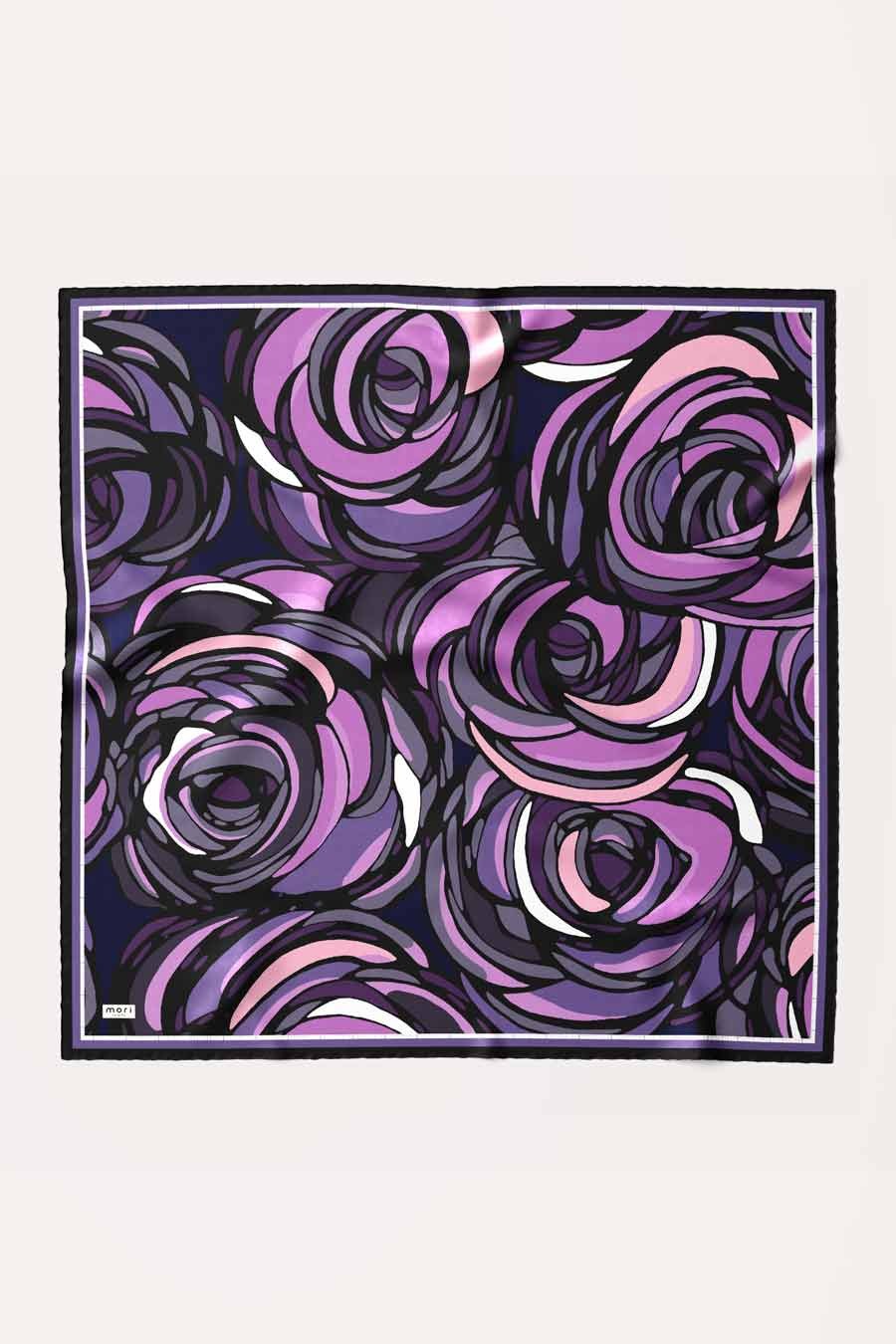 Sugar Rose Desen İpeksi Rayon Eşarp Mor
