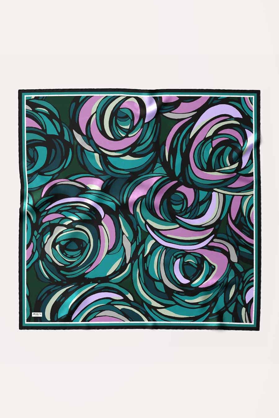 Sugar Rose Desen İpeksi Rayon Eşarp Turkuaz