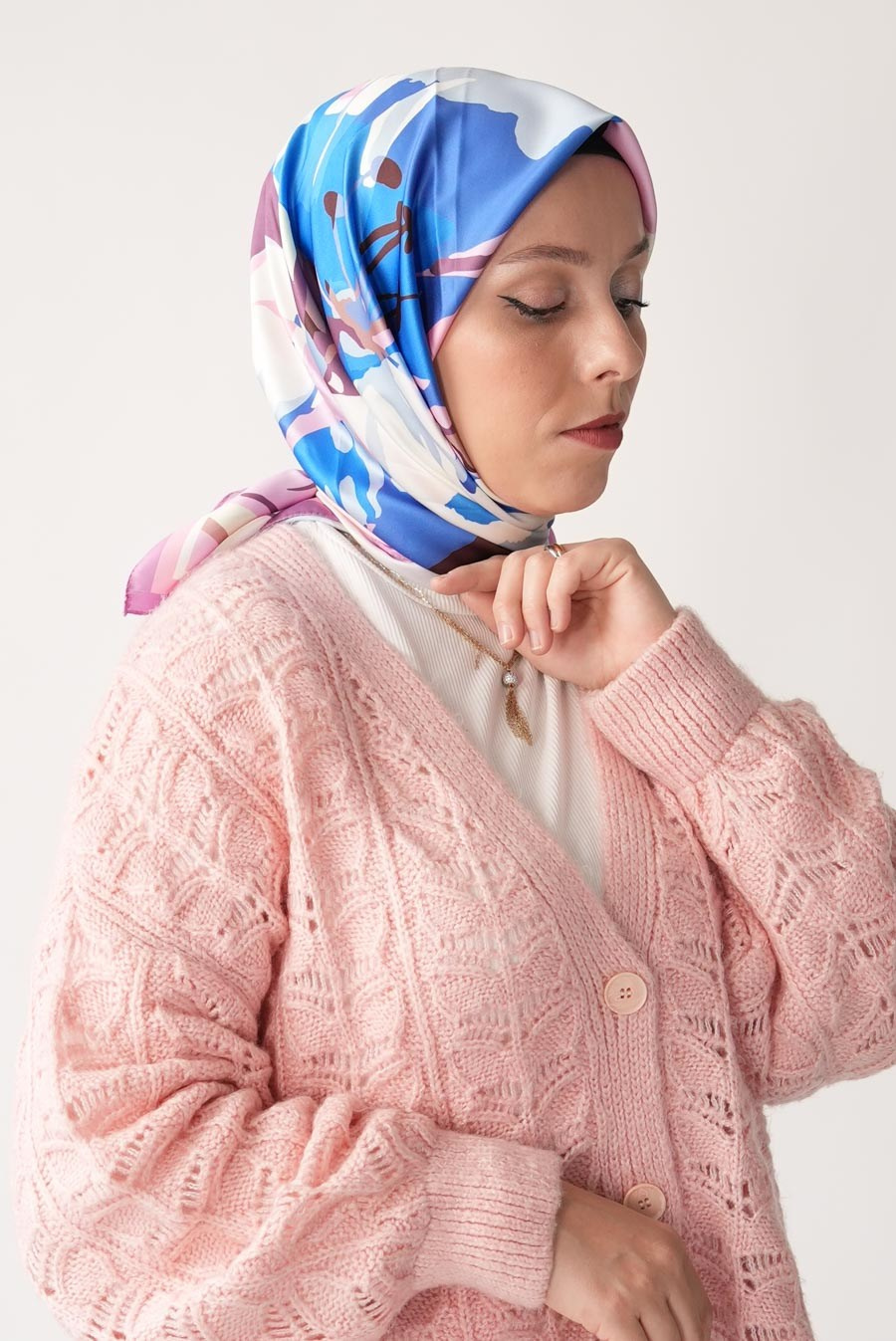 Vanilla Bud Desen İpeksi Rayon Eşarp Lila