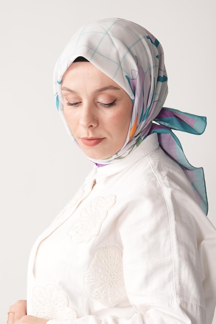 Velvet Moss Desen Soft Eşarp Mor