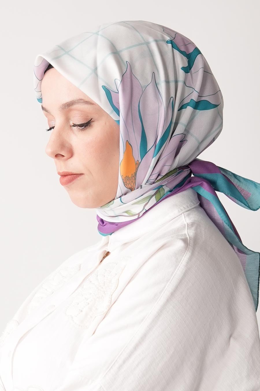 Velvet Moss Desen Soft Eşarp Mor