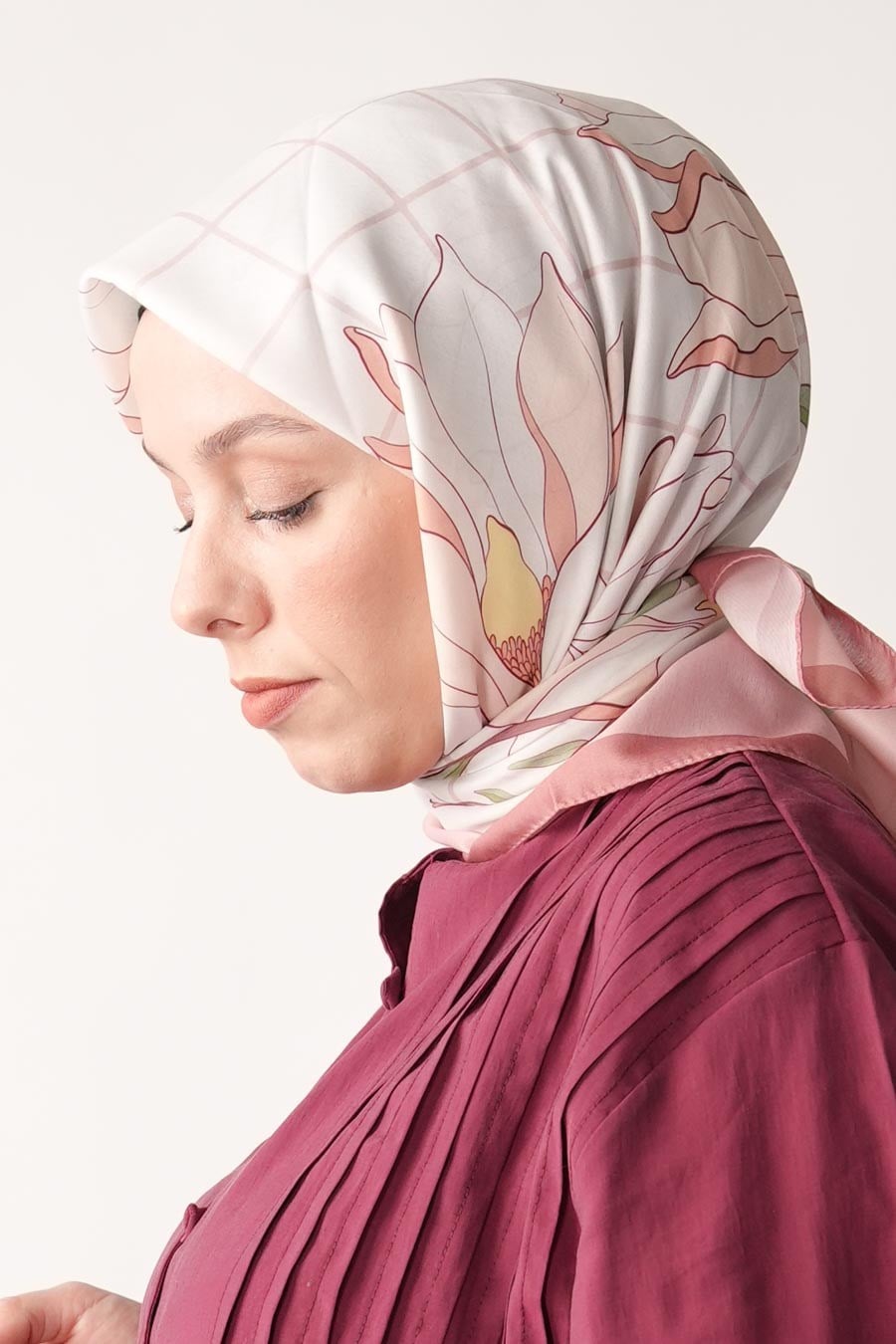 Velvet Moss Desen Soft Eşarp Pudra