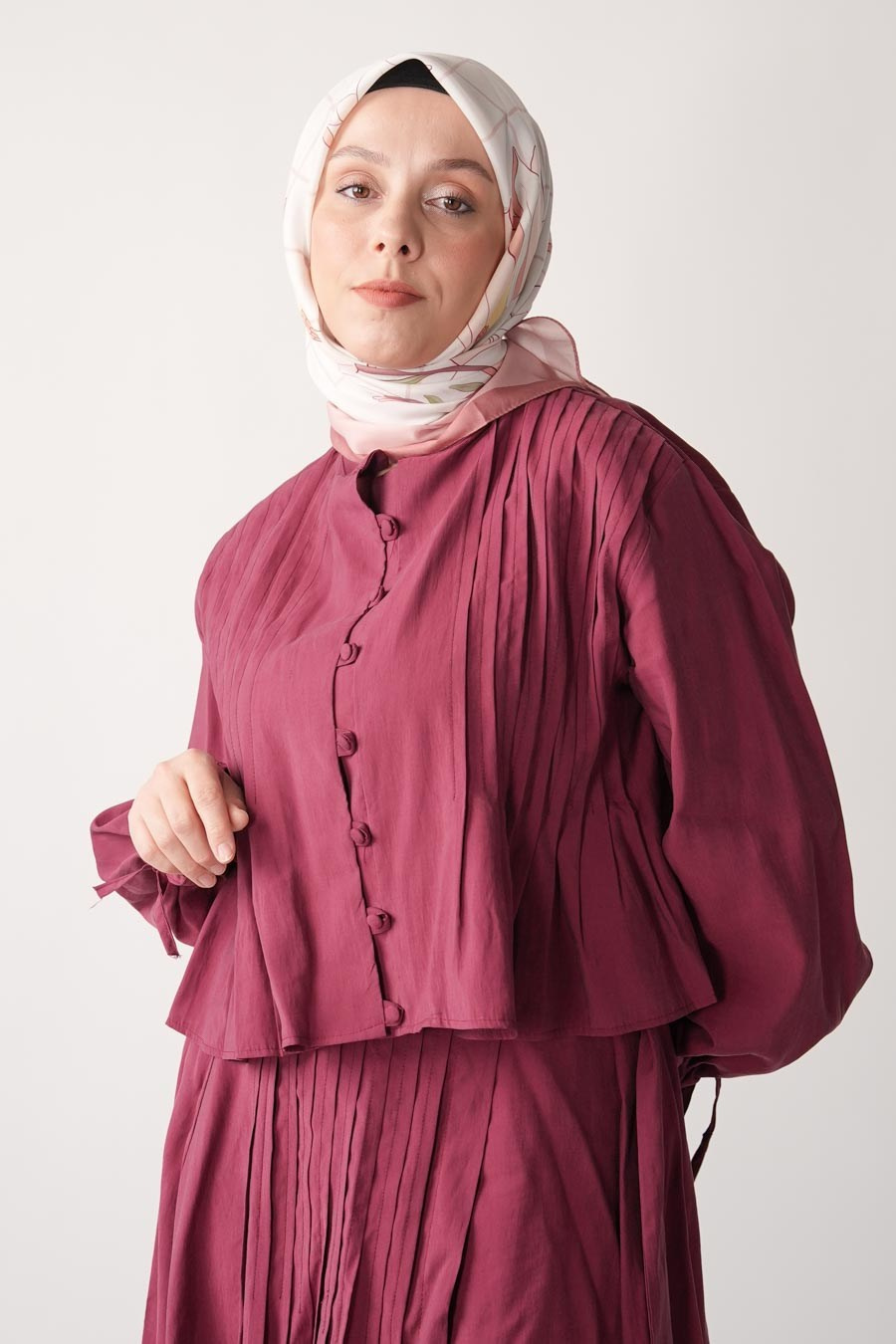 Velvet Moss Desen Soft Eşarp Pudra