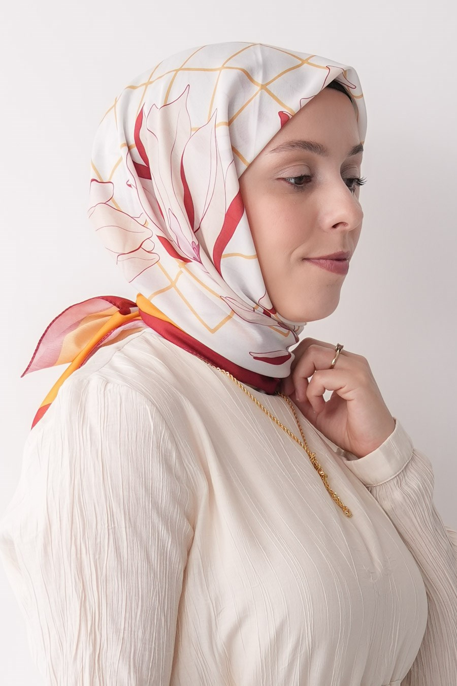 Velvet Moss Desen Soft Eşarp Turuncu
