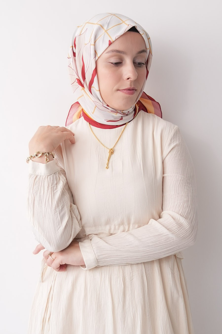 Velvet Moss Desen Soft Eşarp Turuncu