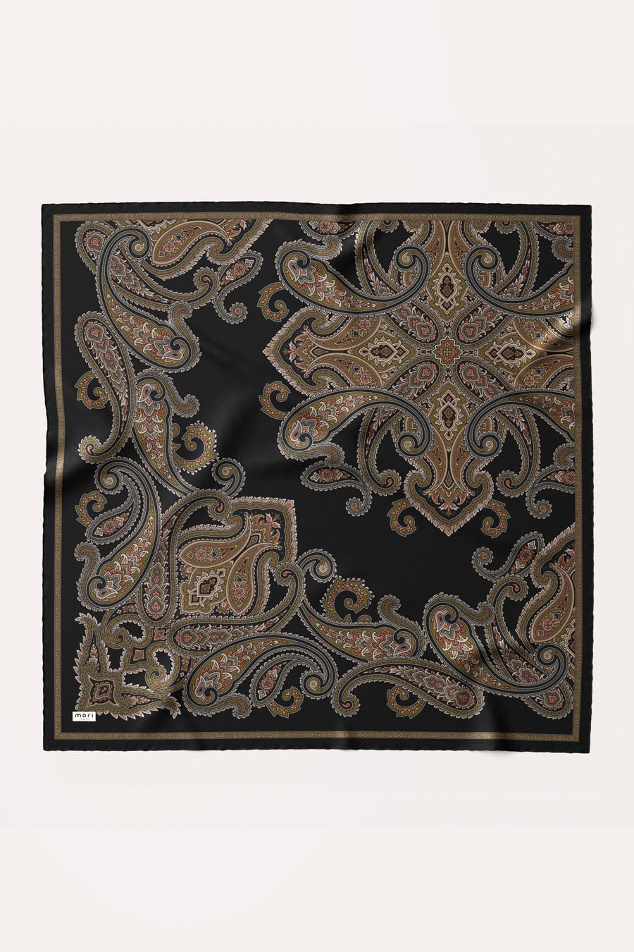 Vintage Pattern Desen İpeksi Rayon Eşarp Siyah