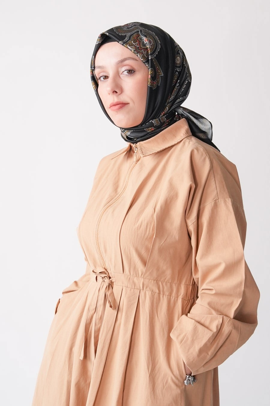 Vintage Pattern Desen İpeksi Rayon Eşarp Siyah