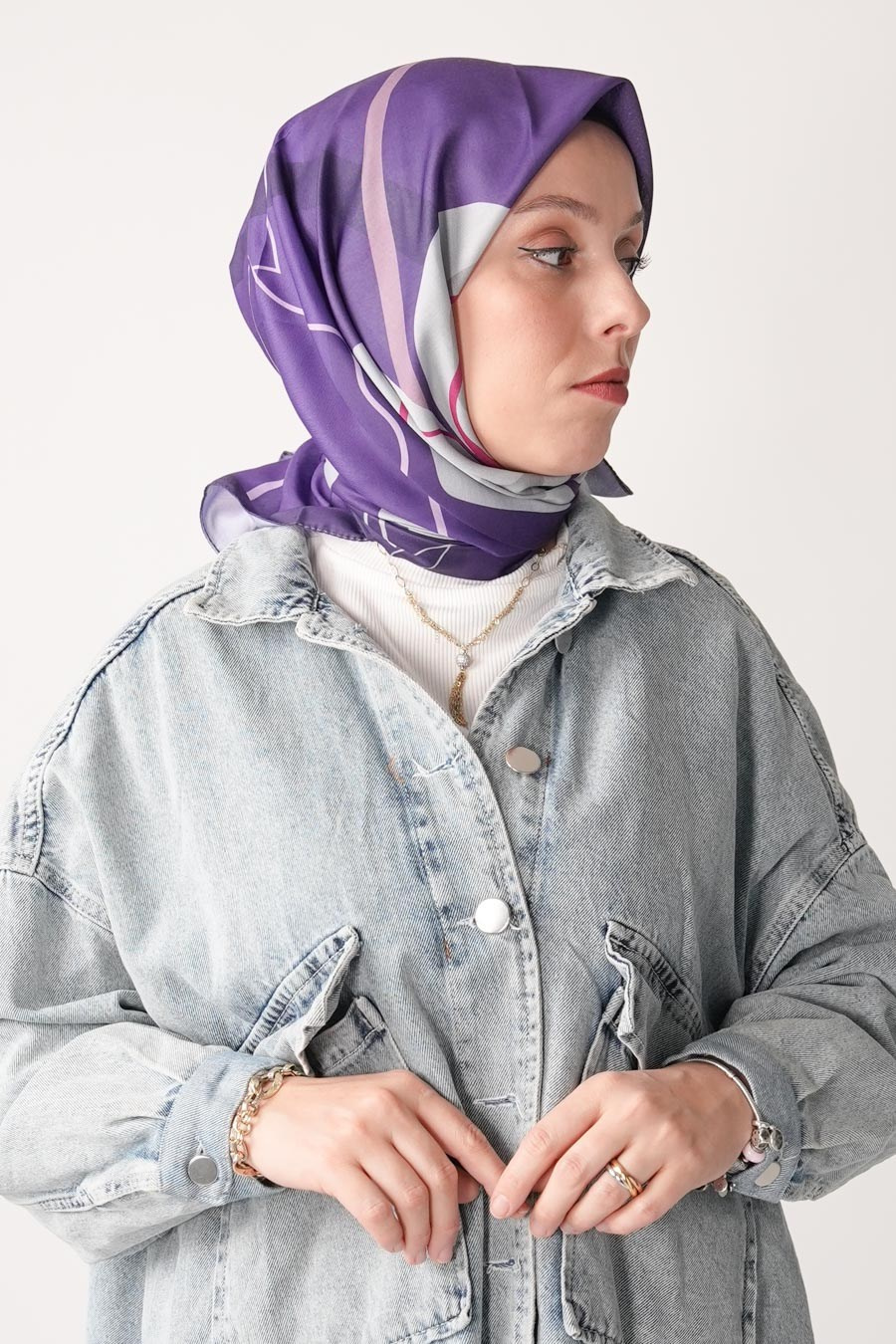 Violet Desen Soft Eşarp Mor