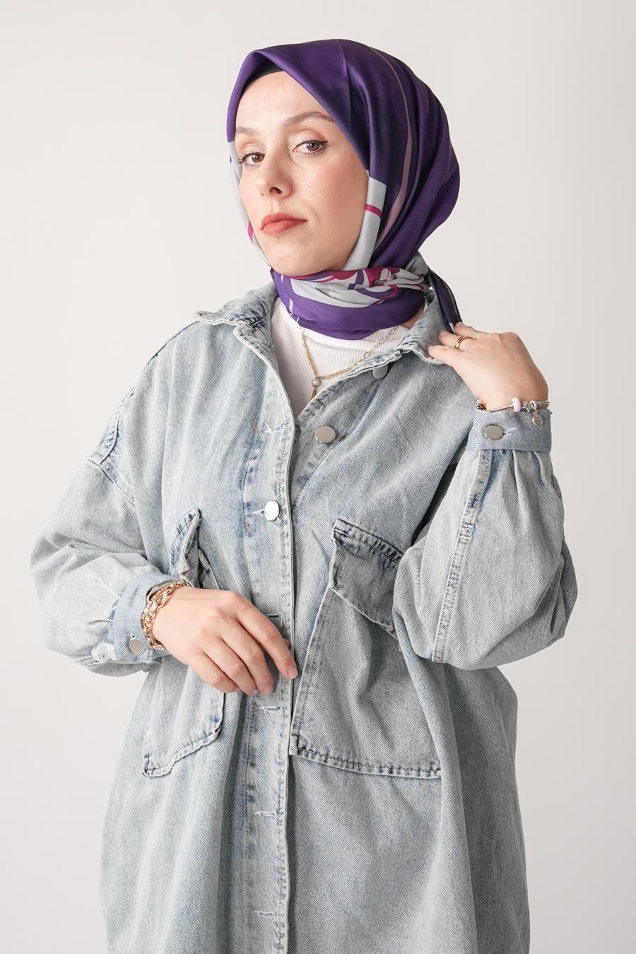 Violet Desen Soft Eşarp Mor