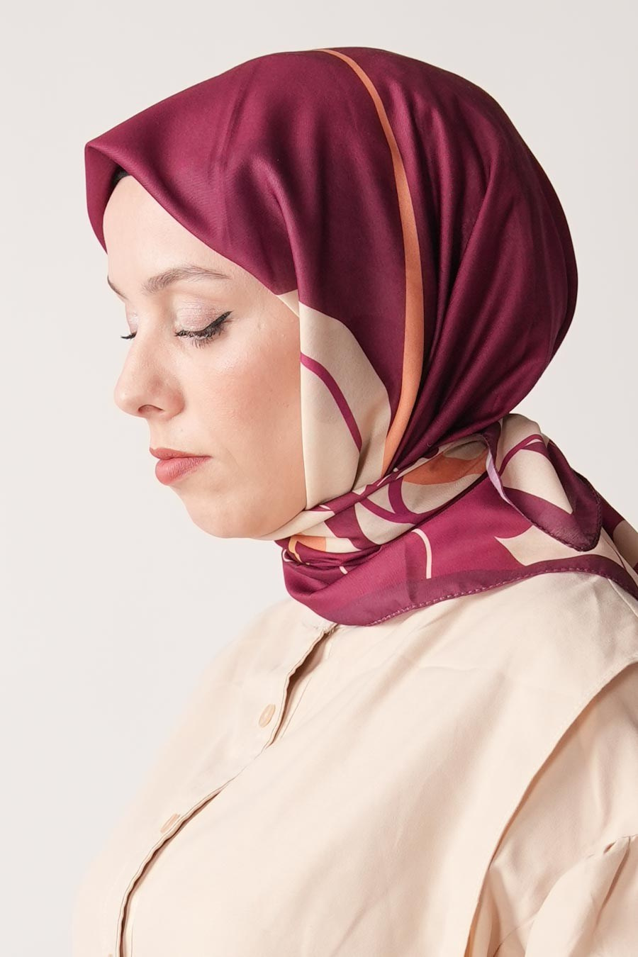 Violet Desen Soft Eşarp Mürdüm