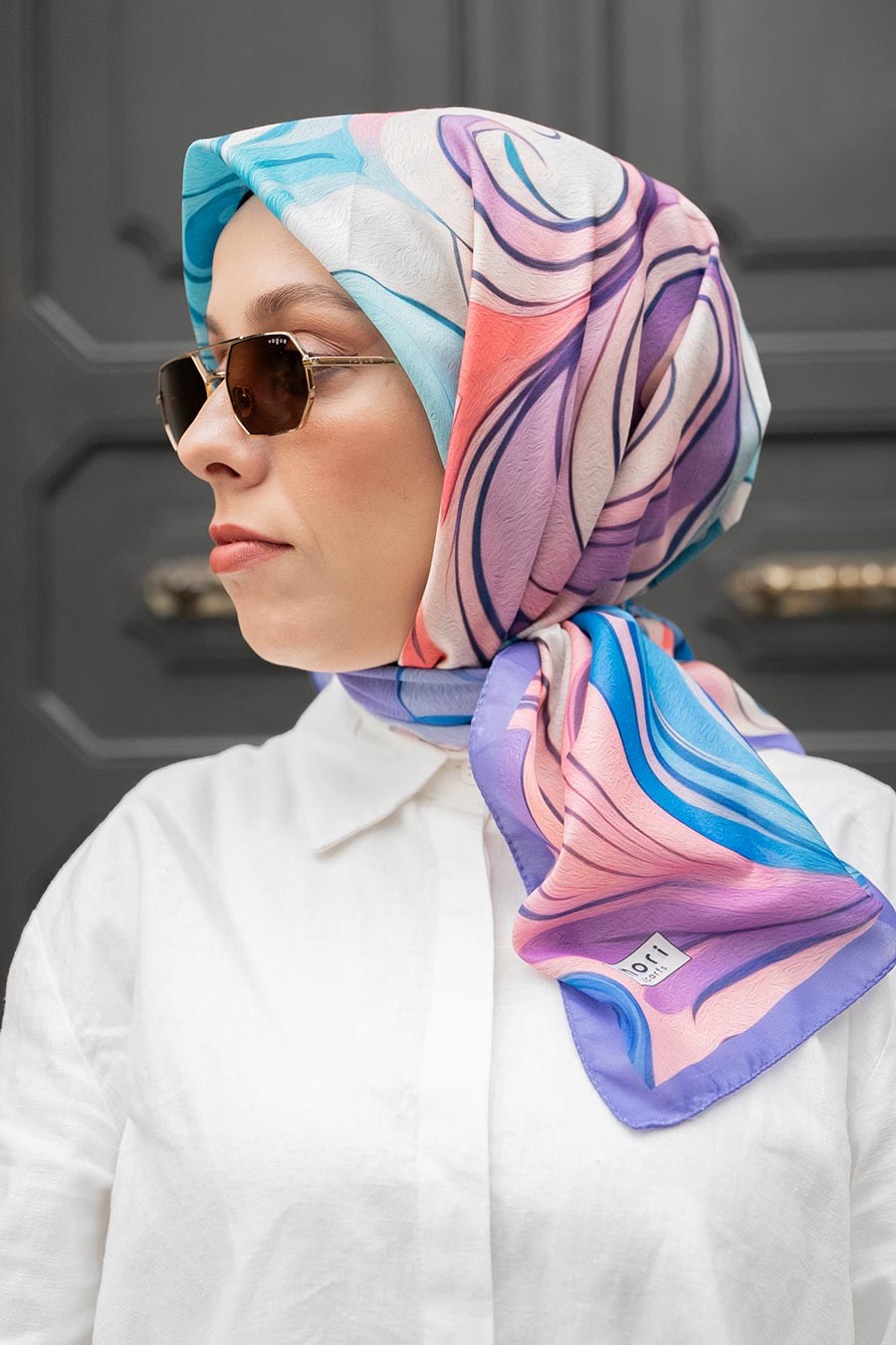 Water Dance Desen İpeksi Rayon Eşarp Lila