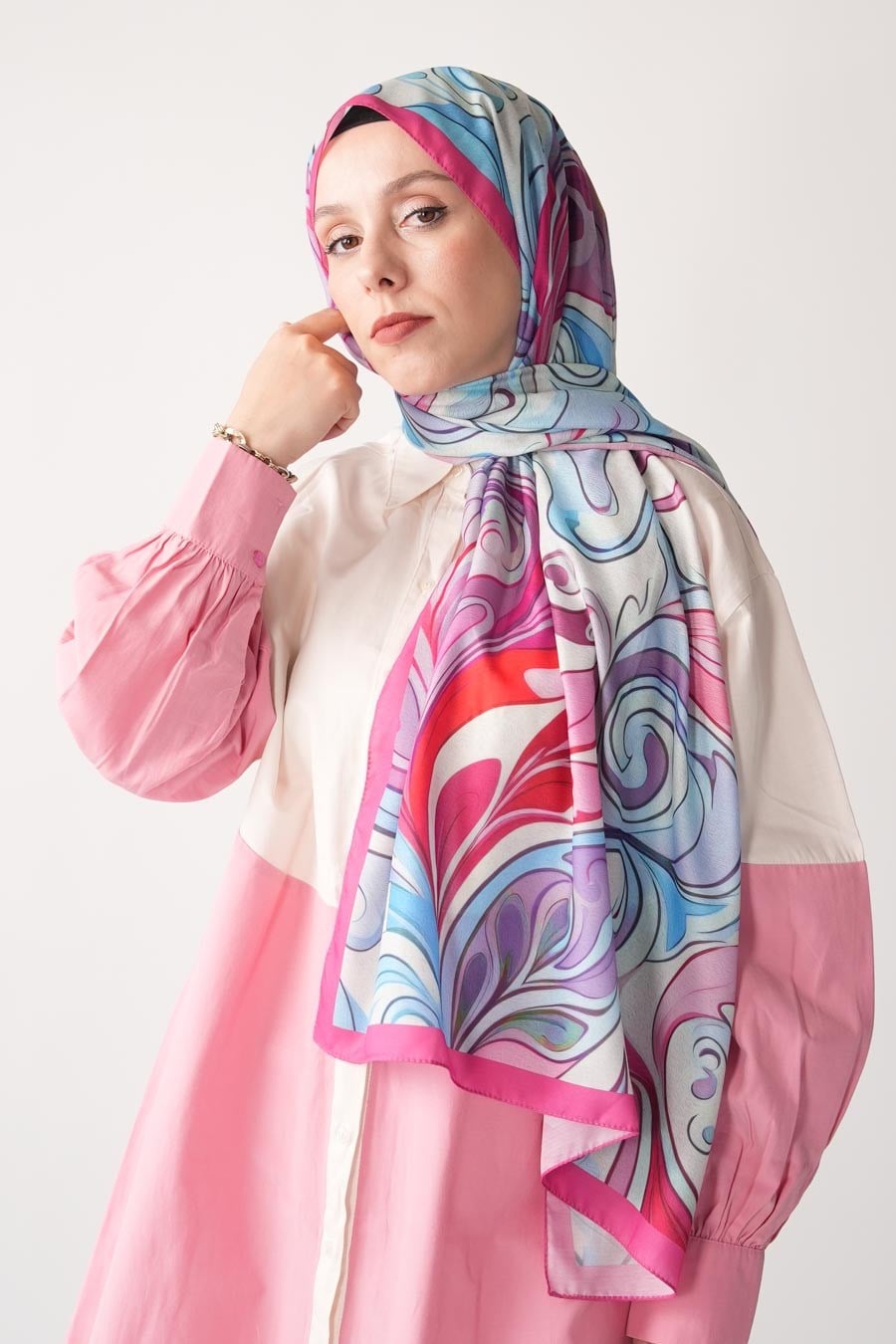Water Dance Desen Soft Şal Pembe