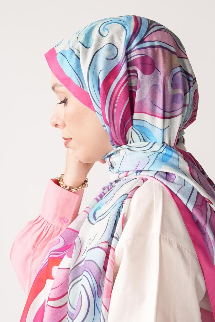 Water Dance Desen Soft Şal Pembe