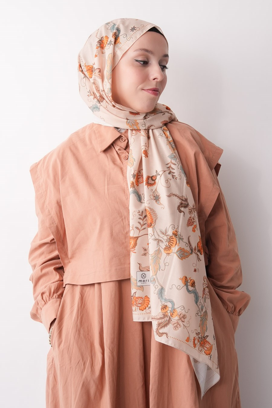Wild Bloom Desen Soft Şal Krem