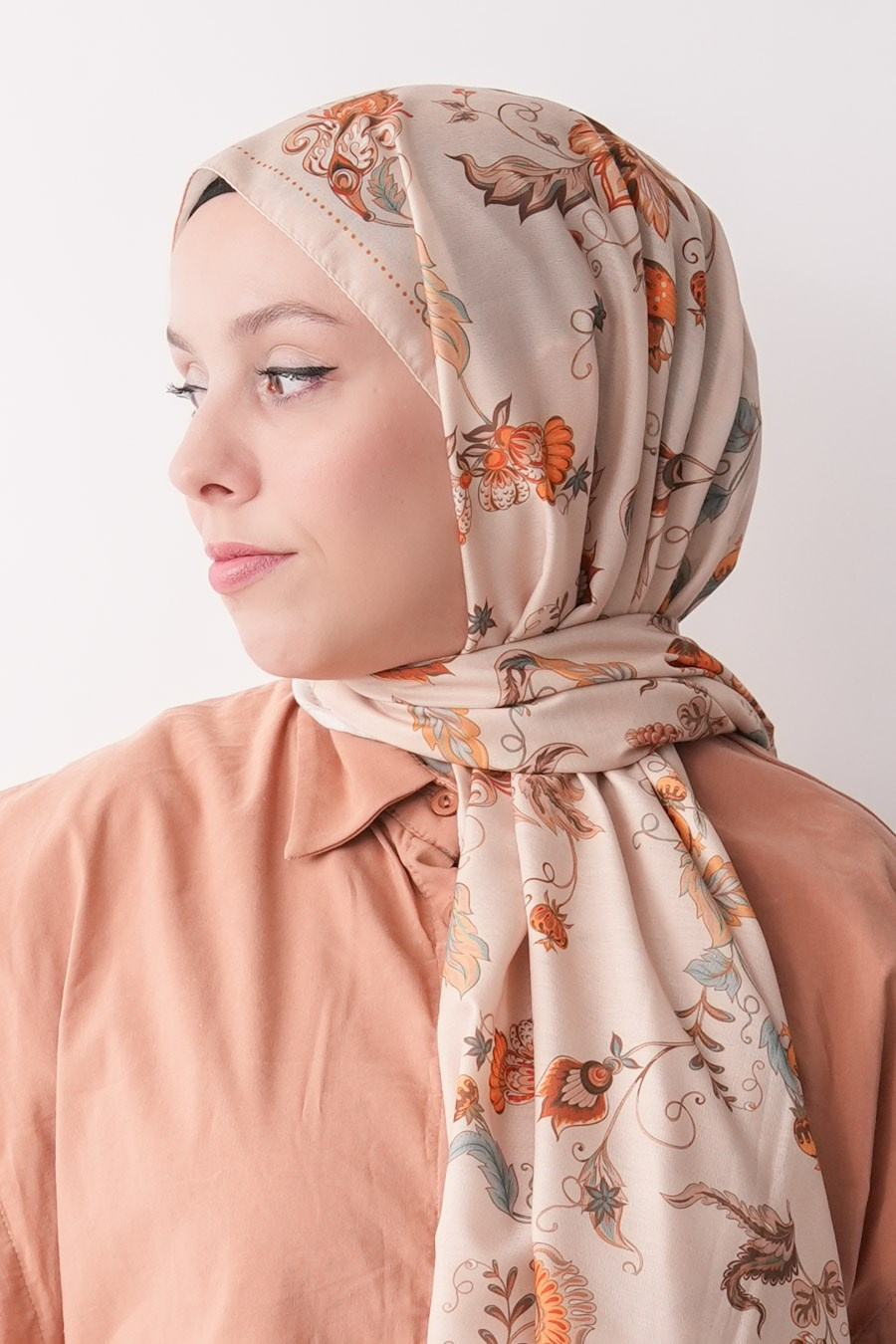 Wild Bloom Desen Soft Şal Krem