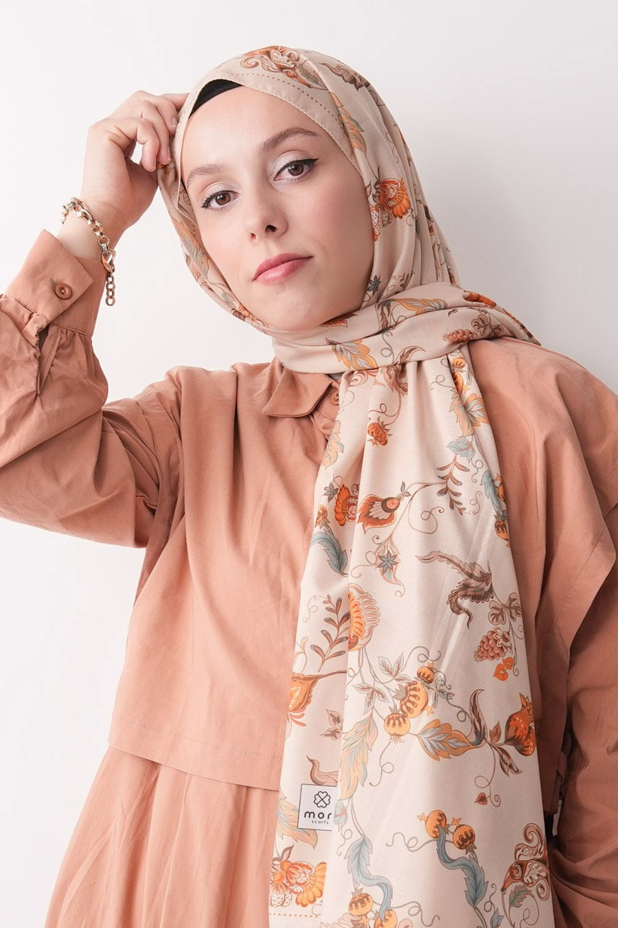 Wild Bloom Desen Soft Şal Krem