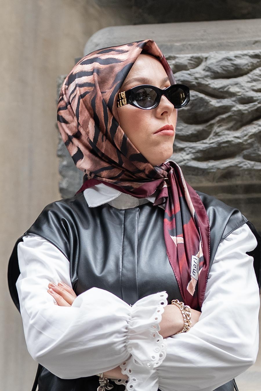 Wild Desen İpeksi Rayon Eşarp Lacivert