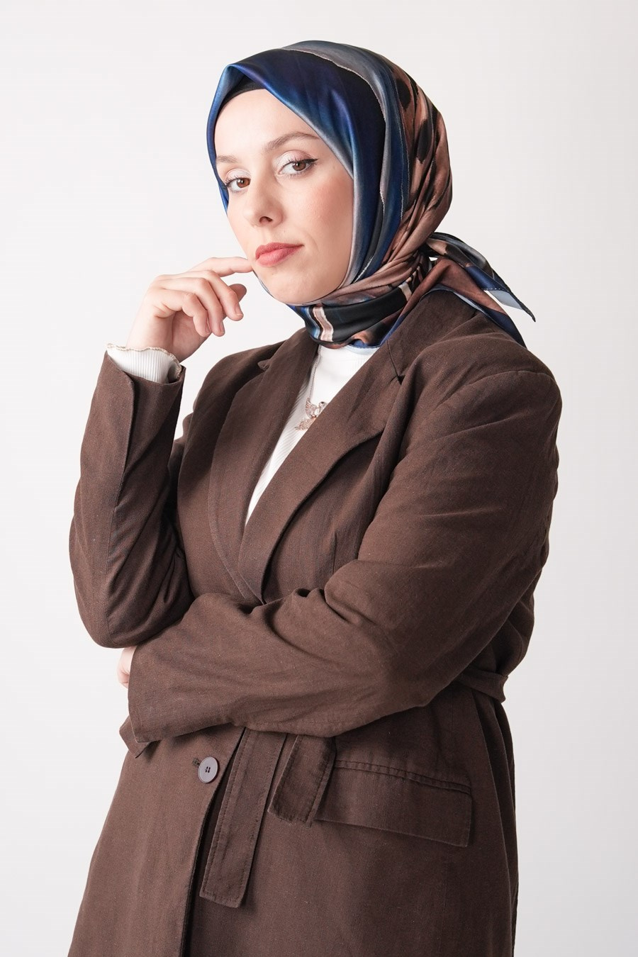 Wild Desen İpeksi Rayon Eşarp Lacivert
