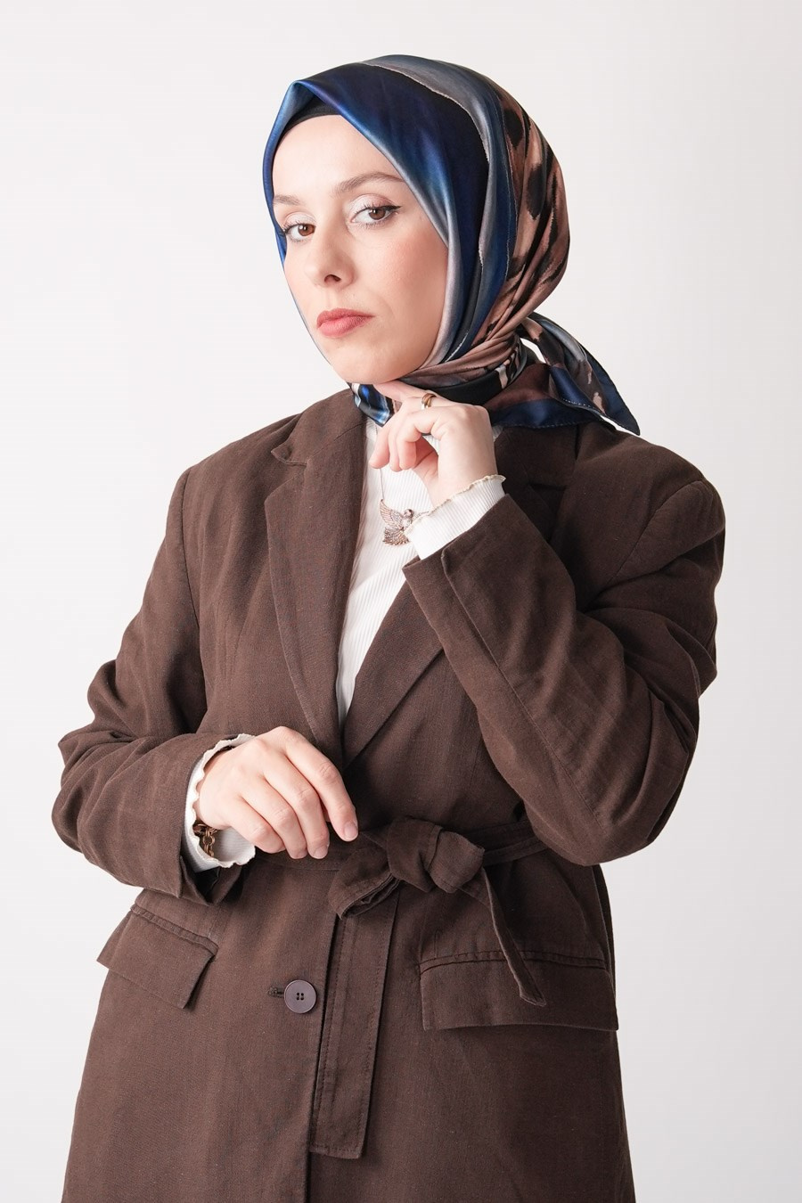 Wild Desen İpeksi Rayon Eşarp Lacivert