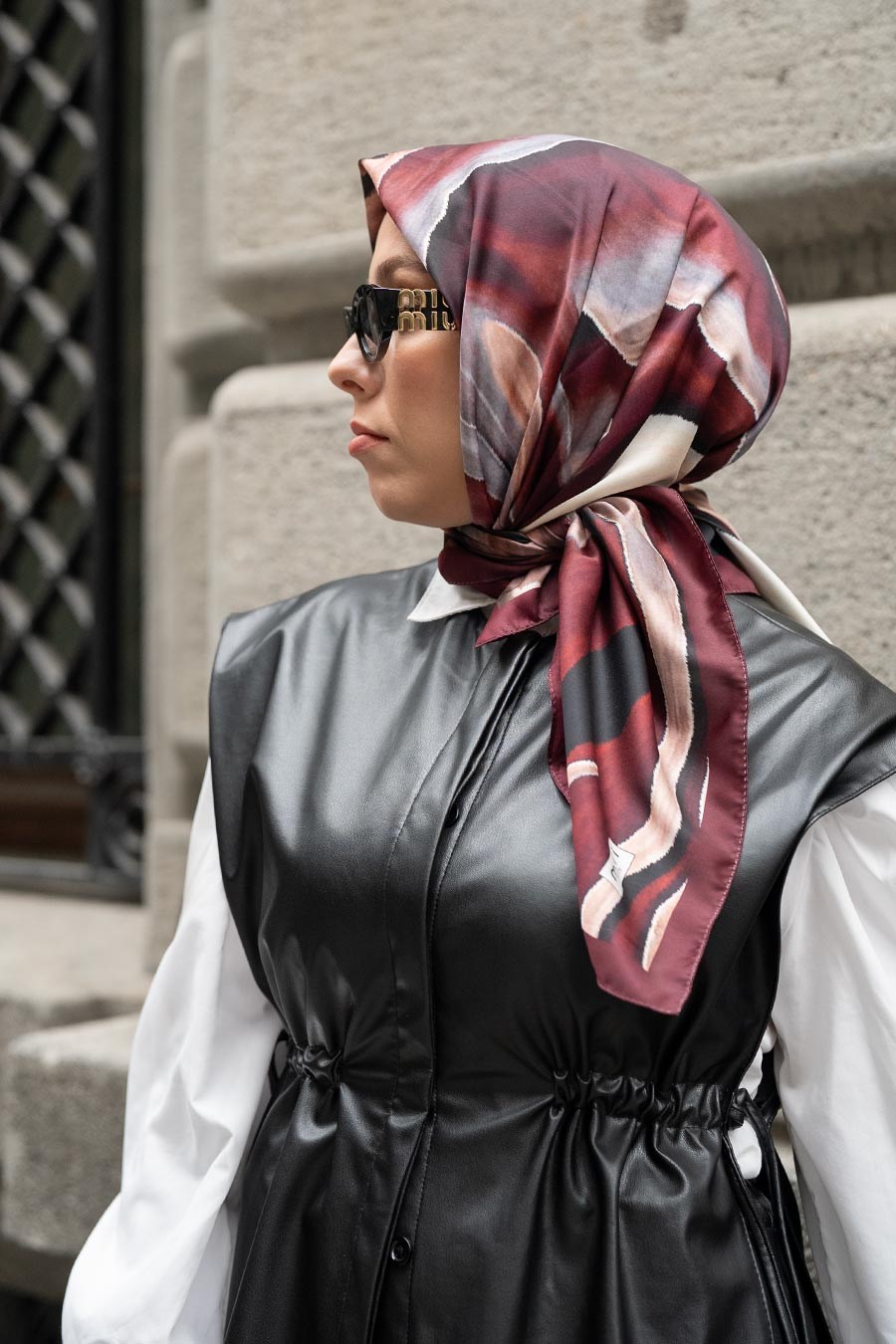 Wild Desen İpeksi Rayon Eşarp Lacivert